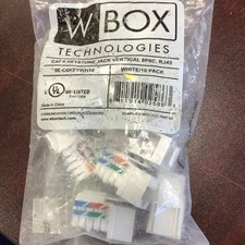(1 pack of 10) WBox Technologies White Cat 6 Keystone Jack Vertical 0E-C6KEYWH10 picture