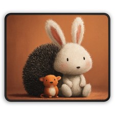 Cute Bunny and Hedgehog Mouse Pad picture