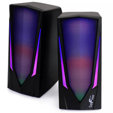 beFree Sound Dual 2.0 Computer Gaming Speakers w LED RGB Lights, Volume Control picture