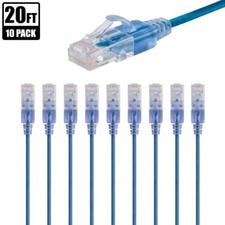 10x 20FT CAT6a RJ45 Network LAN Ethernet UTP Patch Cable Copper 10G 30AWG Blue picture