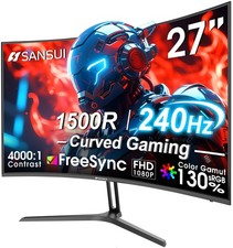 SANSUI 27 Inch Curved 240Hz Gaming Monitor FHD 1080P, 1500R Curve Computer Mo... picture