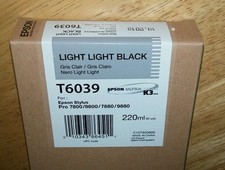 01-2025 GENUINE EPSON T6039 LIGHT LIGHT BLACK 220ml INK STYLUS PRO 7880 9880 picture