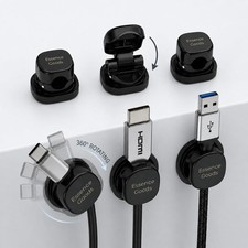 360° Rotatable Cable Clips - Adhesive Cord Organizer for Desk & Nightstand, 6 Pa picture
