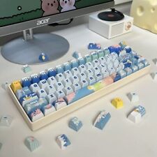 Ducky Ducks Duckies Blue White Cute PBT Keycap SA Height 100 Keys for Keyboard picture