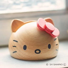 Hello Kitty Wooden Phone Stand Natural Wood Red Ribbon Nichigan Sanrio picture
