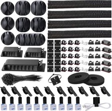 N NOROCME 192 PCS Cable Management Kit 4 Wire Organizer Sleeve 192 PCS, Black picture