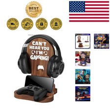 Handmade Wooden Headphone Stand - Gamer Gift for Him, Stylish Room Decor picture