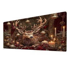 Exquisite Christmas Decorative Mouse Pad, Elegant Deer with Vintage Elements, picture