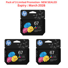 LOT OF 3 HP 67 Standard Tri-Color Ink Cartridge 3YM55AN (Expiry March 2028)-NEW picture