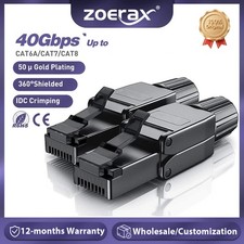 ZoeRax 10-Pack Cat8 Cat7 Cat6a RJ45 Tool Free Ethernet Shielded Connectors picture