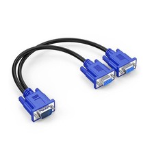 VGA Splitter Y Cable - 1 to 2 Female Adapter Converter for Dual Monitor Scree... picture