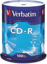 Verbatim CD-R Blank Discs 700MB 80 Minutes 52X Recordable 100pk Spindle, Blue picture