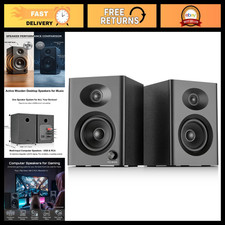 High-Quality Powered Desktop Computer Speakers for PC & Music - Black Pair picture