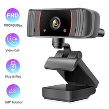 1080P Webcam with Microphone, HD USB Streaming Computer Web Black  picture