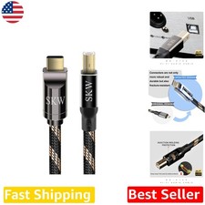 Durable USB C to USB B Cord 2M Nylon Braid 24K Gold Connectors picture