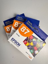 Epson T087921 87 Orange Ink Cartridge OEM 3-Pack New picture