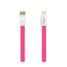 Reiko Flat Micro USB Gold Plated Data Cable 3.9Ft with Cable Tie in Hot Pink | M picture