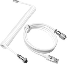 MAMBASNAKE C01 Coiled USB C Cable for Gaming Keyboard, Detachable Metal Aviator picture