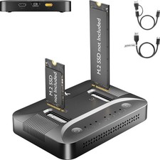 M.2 SSD Cloner Dock Dual Bay NVMe SATA 10Gbps Offline Clone No PC Needed picture