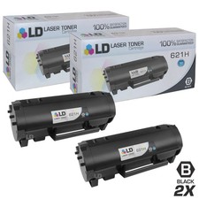 LD Compatible Lexmark 62D1H00 / 621H 2PK HY Black Laser Toner Cartridges picture