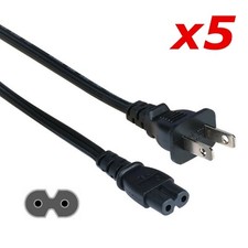 5 Pack - 3ft Two Prong AC Power Cord Cable NEMA 1-15P C7 for Laptop PS3 PS4 DVR picture
