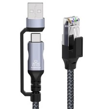 1.8M USB-A/Type-C to RJ45 Ethernet Cable 100Mbps for Laptop, Phone, Tablet NEW picture