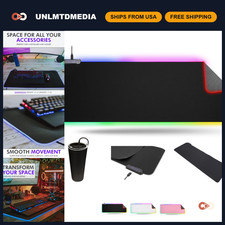 Large RGB Gaming Mouse Pad - LED Desk Mat with 8 Light Modes, Non-Slip Base, Wat picture