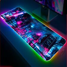LED Gaming Mouse Pad, Cyberpunk City, Gaming Desk Mat, Desk Pad, Gift for Gamers picture