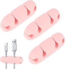 3PCS Cable Clips Cord Wire Organizer Electrical Cable Management Holders - PINK picture