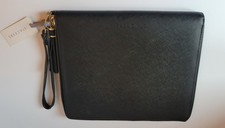 Stackers Tech Portfolio Black Vegan Leather Tablet iPad Organizer Bag NWT 7538 picture