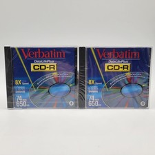 Verbatim Data Life Plus CD-R 74 Min/650 MB Recordable - Set Of 2 - Brand New picture