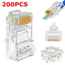 50-200 RJ45 Pass Through Modular Plug Network Cable Connector End 8P8C CAT6 CAT5 picture
