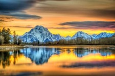 Landscape nature mountains river sunset grand teton Custom Gaming Mat Desk picture