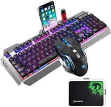 US Gaming Keyboard Mouse Combo Wired RGB LED Backlit Metal Pro Mouse Pad PC PS4 picture