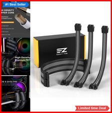 PSU Cable Extension Kit 18AWG 30cm ATX EPS PCIe Black Grey Braided Sleeved picture