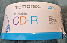 Memorex Inkjet Printable CD-R 30 Pack 52X 700MB 80 Minutes - New & Sealed picture