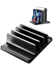 3-Slot Vertical Laptop Stand Holder,Adjustable ABS Plastic 3-Slot, Black picture