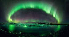Landscape nature lake aurorae art iceland sky stars Custom Gaming Mat Desk picture