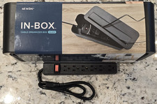 UT Wire Cable Management Box in Black with 6-Outlet Power Strip, New picture