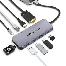 USB C Hub Multiport Adapter - iDriveTech 10 in 1. 4x USB Ports, HDMI and VGA picture