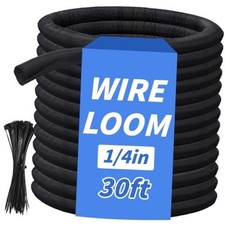 30ft - 1/4in Split Braided Sleeve Cable Management, Self-Wrapping 1/4inx30ft picture