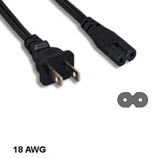 6 feet 18AWG 2 Pin Power Cord NEMA 1-15P to IEC60320 C7 Non-Polarized PS3 PS4 TV picture