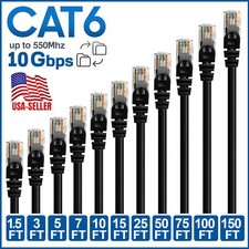 CAT6 CAT 6 Ethernet Cable Lan Network RJ45 Internet Router Black Patch Cord LOT picture