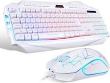 MageGee  Keyboard and Mouse Combo USB Wired Backlit White Gaming RGB lighting picture