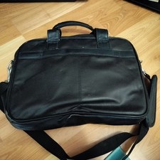 Black Leather Laptop Briefcase 17 x 13.5 Inches with Shoulder Strap picture