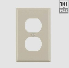LEVITON Almond Plastic DUPLEX OUTLET WALL PLATE 2 Opening 10 PACK 78003-TMP picture
