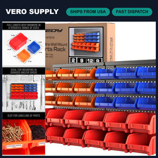 30-Bin Wall-Mounted Storage Rack - Heavy-Duty Tool Organizer for Garage, Screws, picture