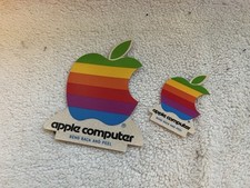 💙Vintage Original 1980s Apple Macintosh Computer Logo Rainbow Decal Stickers picture