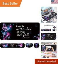 Large Ergonomic Mouse Pad and Wrist Rest Set - Vibrant Purple Butterfly Design picture