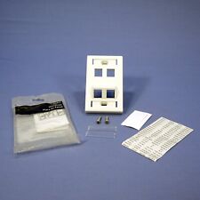 Leviton White Quickport ANGLED 4-Port Wallplate w/ ID Windows & Labels 40807-WR picture